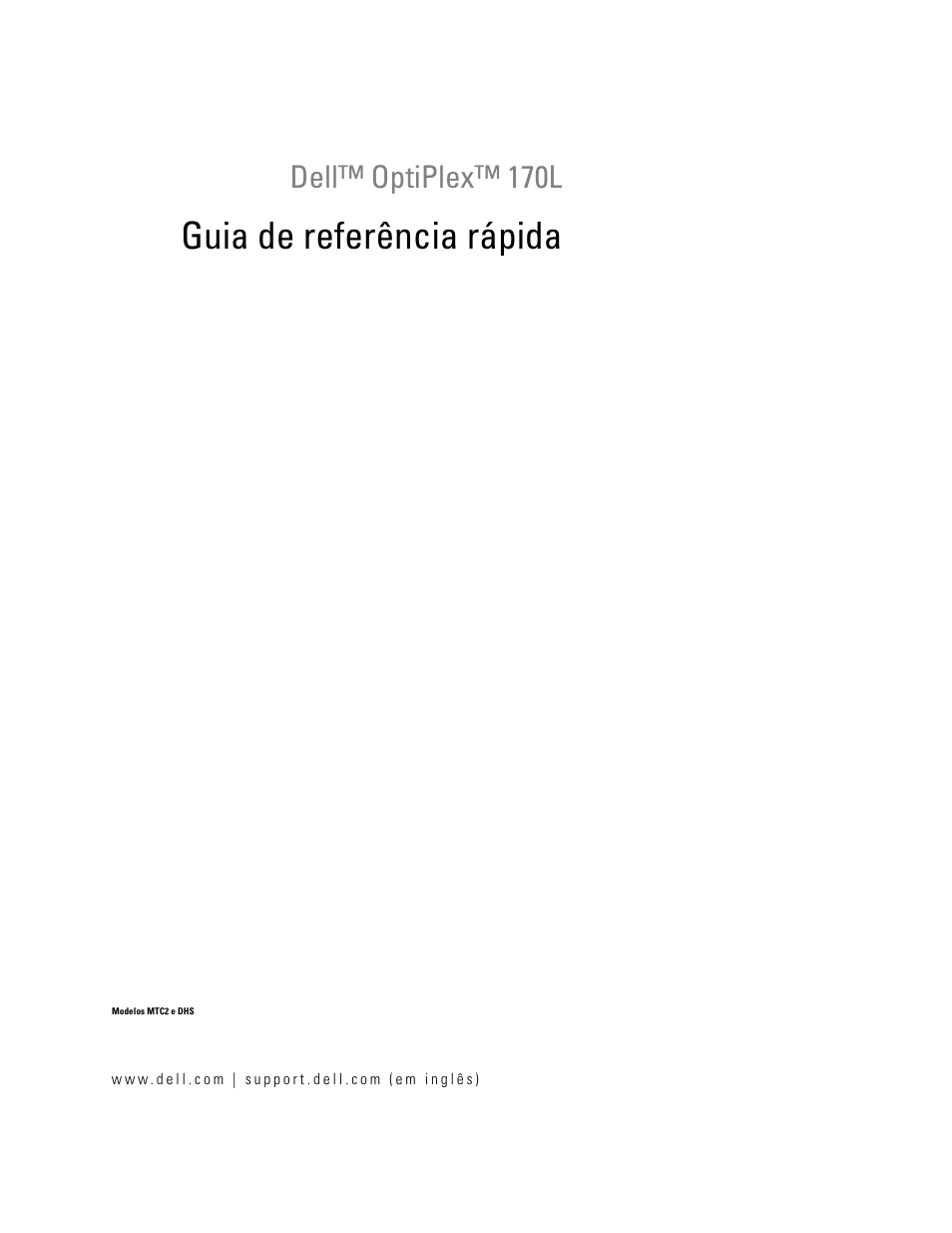 Guia de referência rápida, Dell™ optiplex™ 170l | Dell OptiPlex 170L User Manual | Page 33 / 100