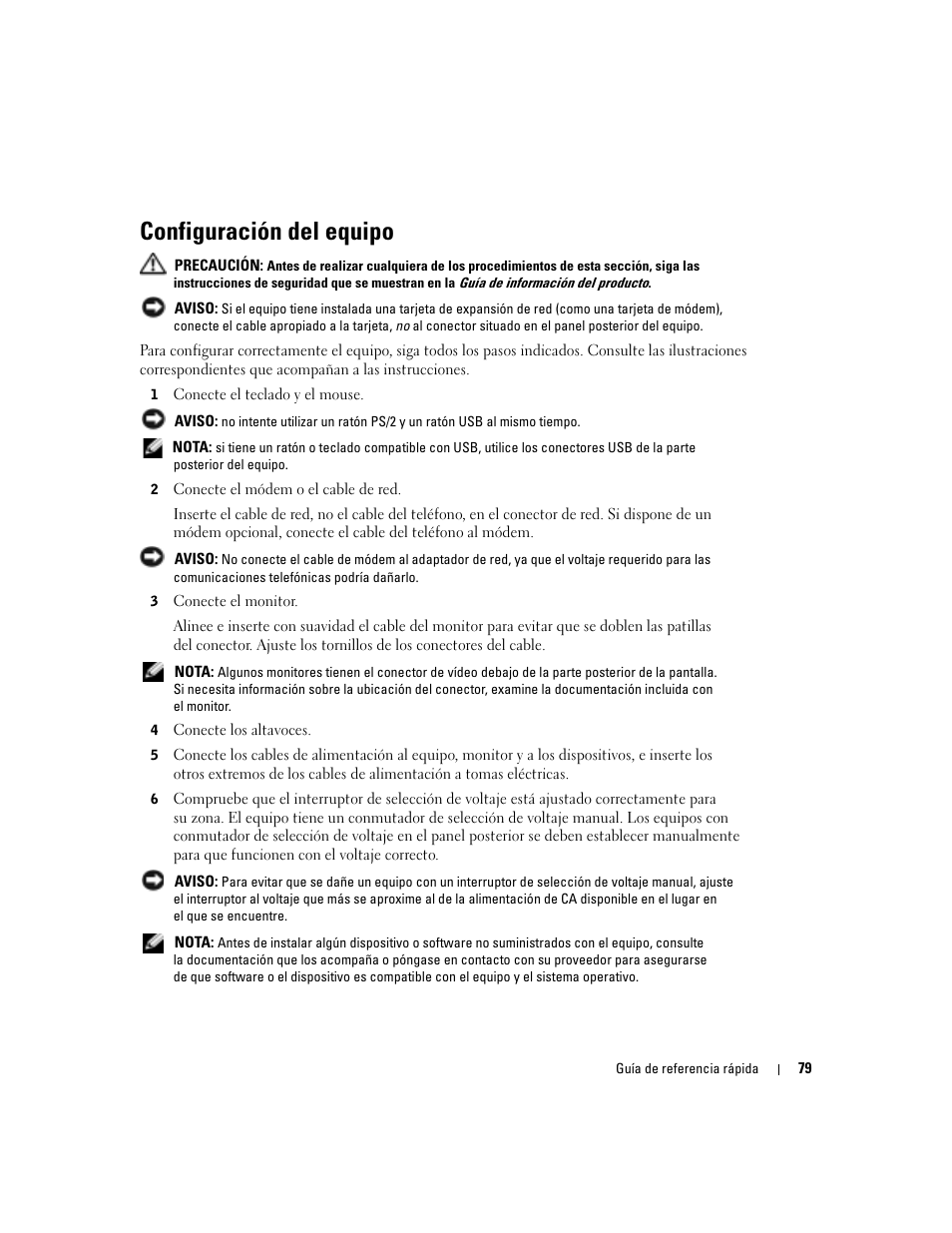 Configuración del equipo | Dell OptiPlex 170L User Manual | Page 79 / 100