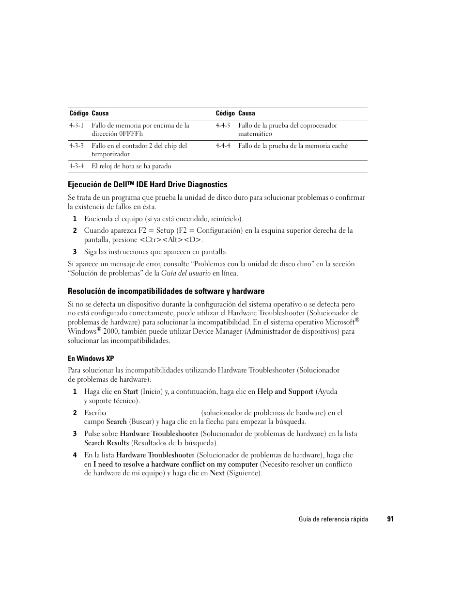 Ejecución de dell™ ide hard drive diagnostics | Dell OptiPlex 170L User Manual | Page 91 / 100