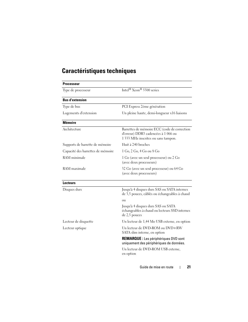 Caractéristiques techniques | Dell PowerEdge R410 User Manual | Page 23 / 50