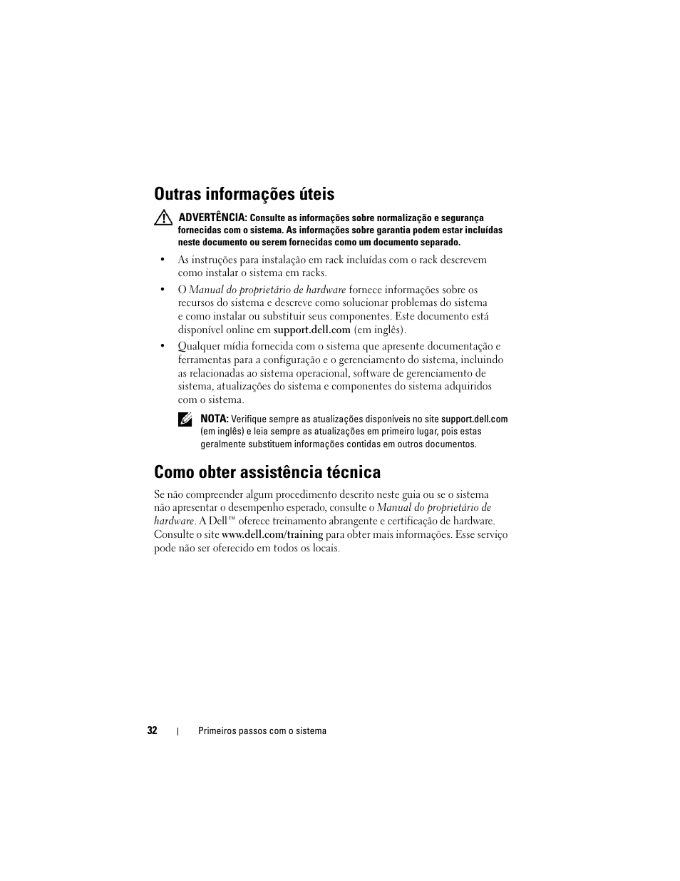 Outras informações úteis, Como obter assistência técnica | Dell PowerEdge R410 User Manual | Page 34 / 50