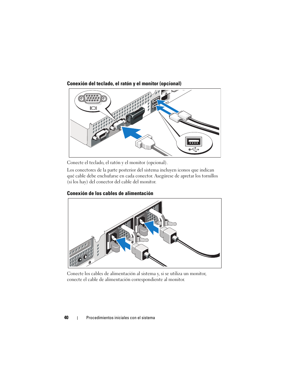 Conexión de los cables de alimentación | Dell PowerEdge R410 User Manual | Page 42 / 50