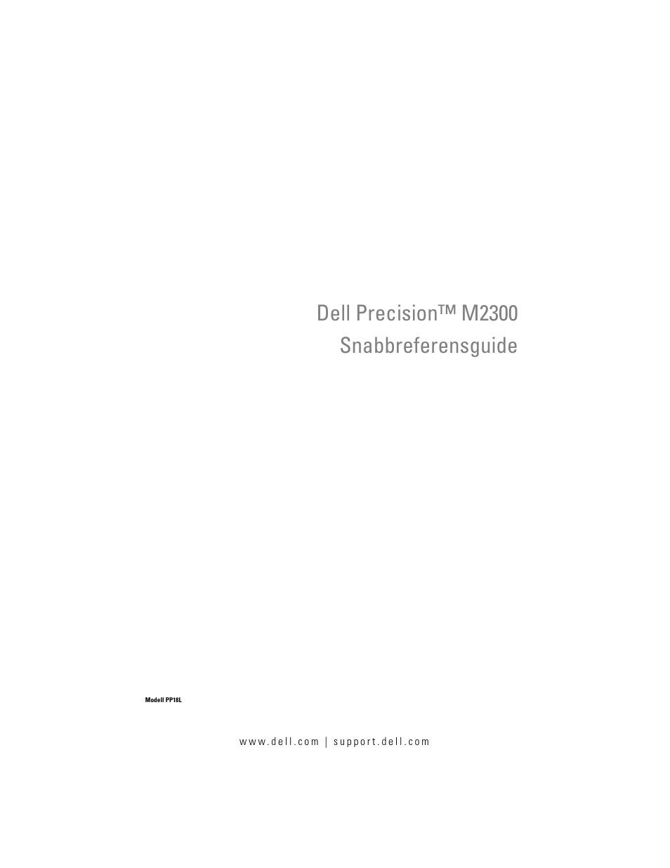 Snabbreferensguide, Dell precision™ m2300 snabbreferensguide | Dell Precision M2300 (Late 2007) User Manual | Page 121 / 148