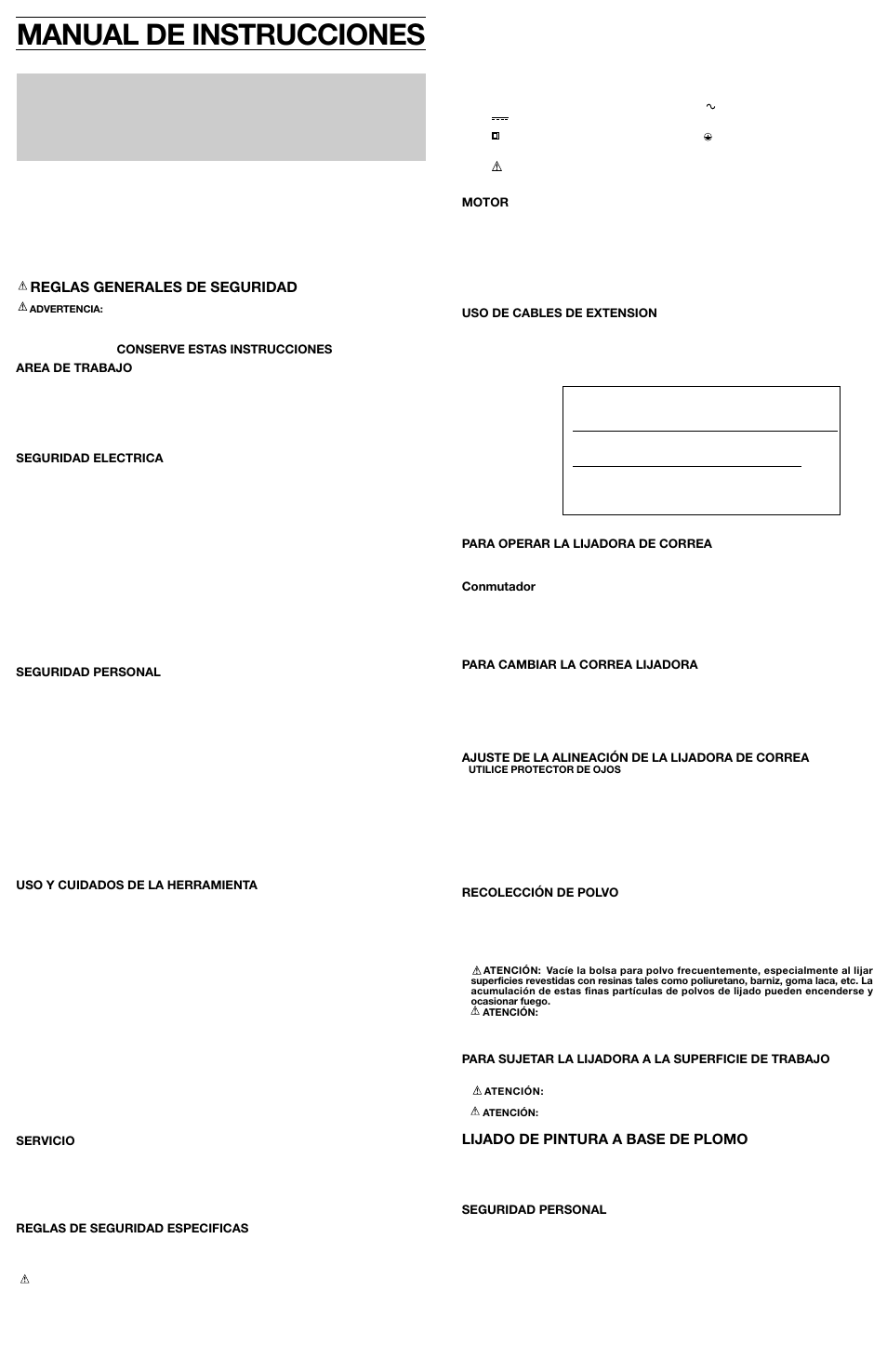 Manual de instrucciones, Reglas generales de seguridad, Lijado de pintura a base de plomo | Black & Decker 622392-00 User Manual | Page 4 / 5