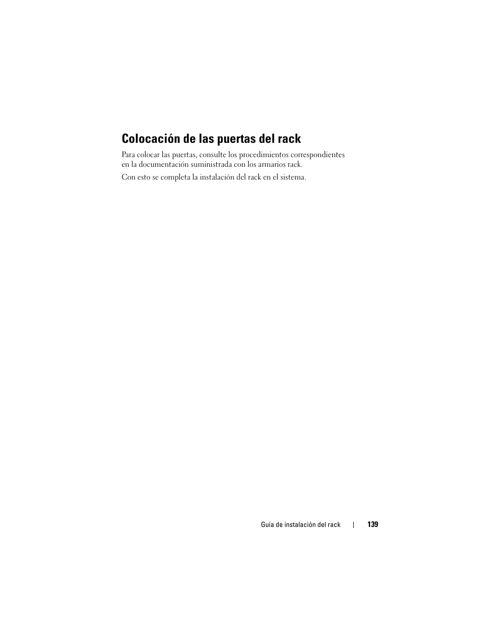 Colocación de las puertas del rack | Dell PowerEdge M610x User Manual | Page 141 / 144