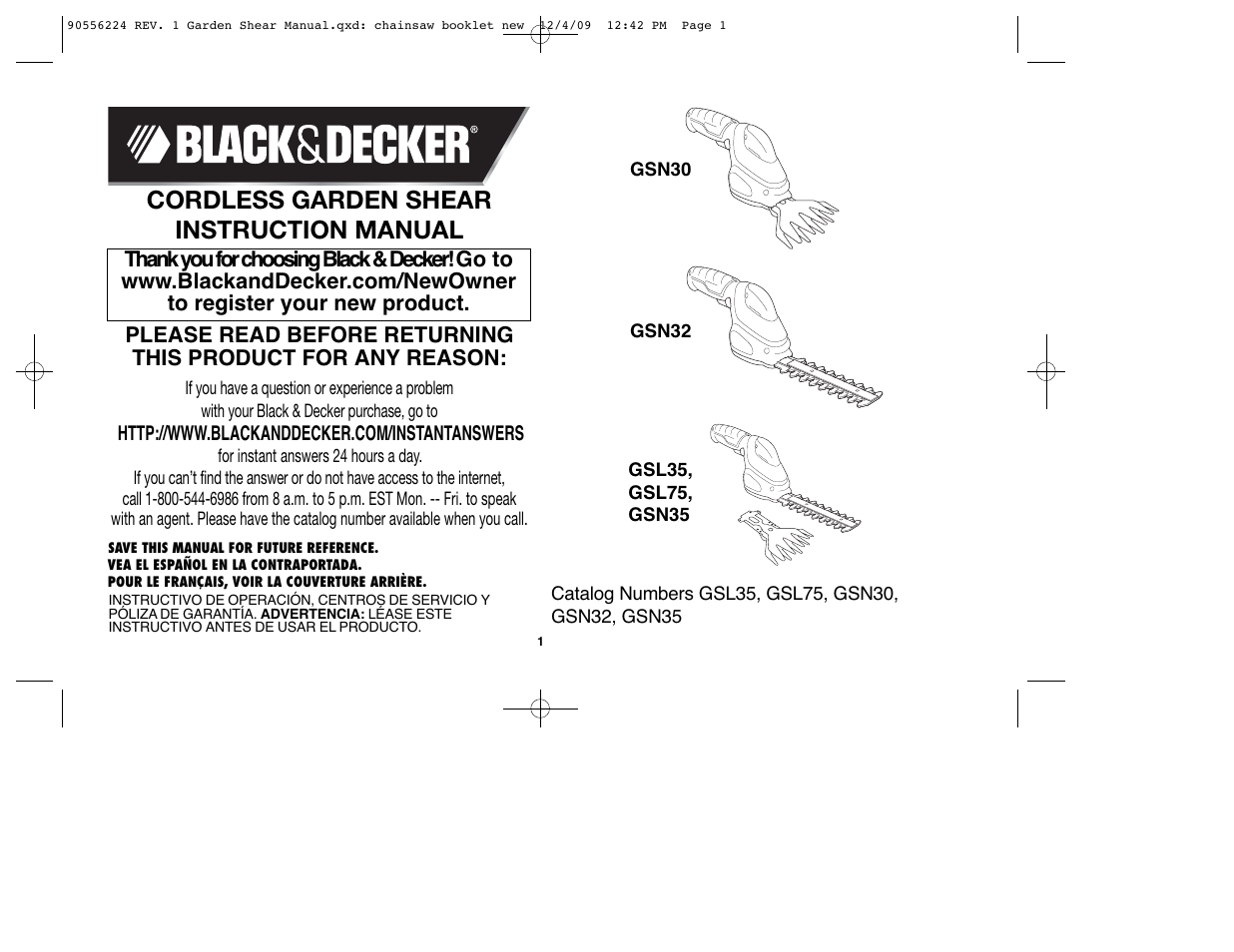 Black & Decker GSL35 User Manual | 28 pages