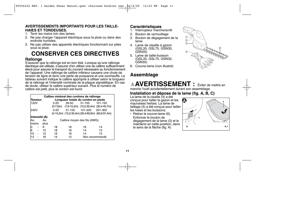 Avertissement, Conserver ces directives, Assemblage | Black & Decker GSL35 User Manual | Page 11 / 28