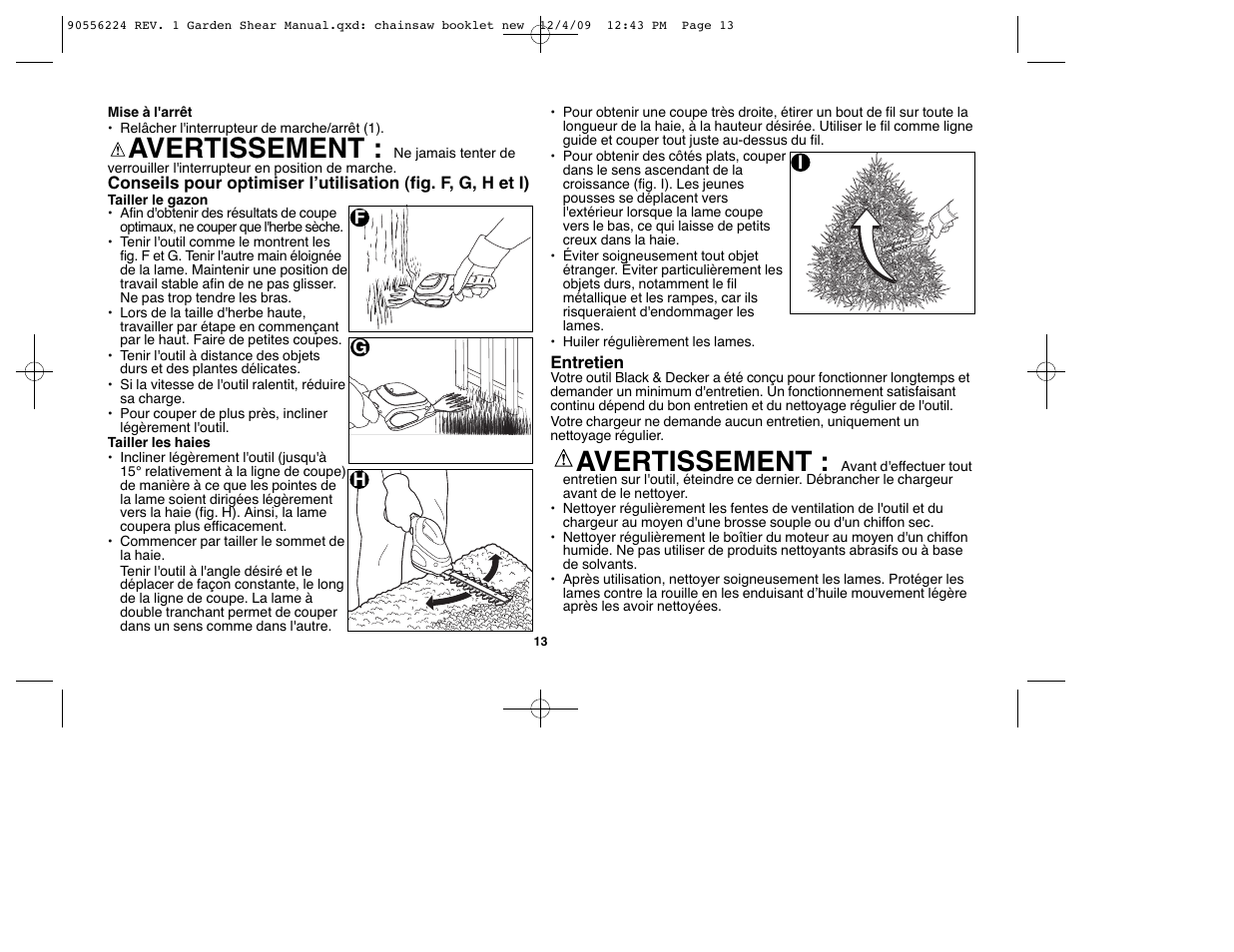 Avertissement | Black & Decker GSL35 User Manual | Page 13 / 28