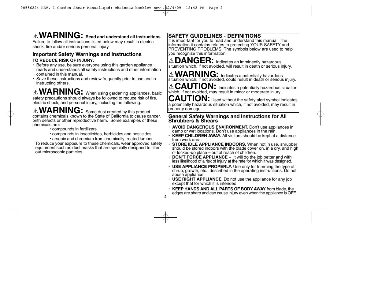 Warning, Danger, Caution | Black & Decker GSL35 User Manual | Page 2 / 28