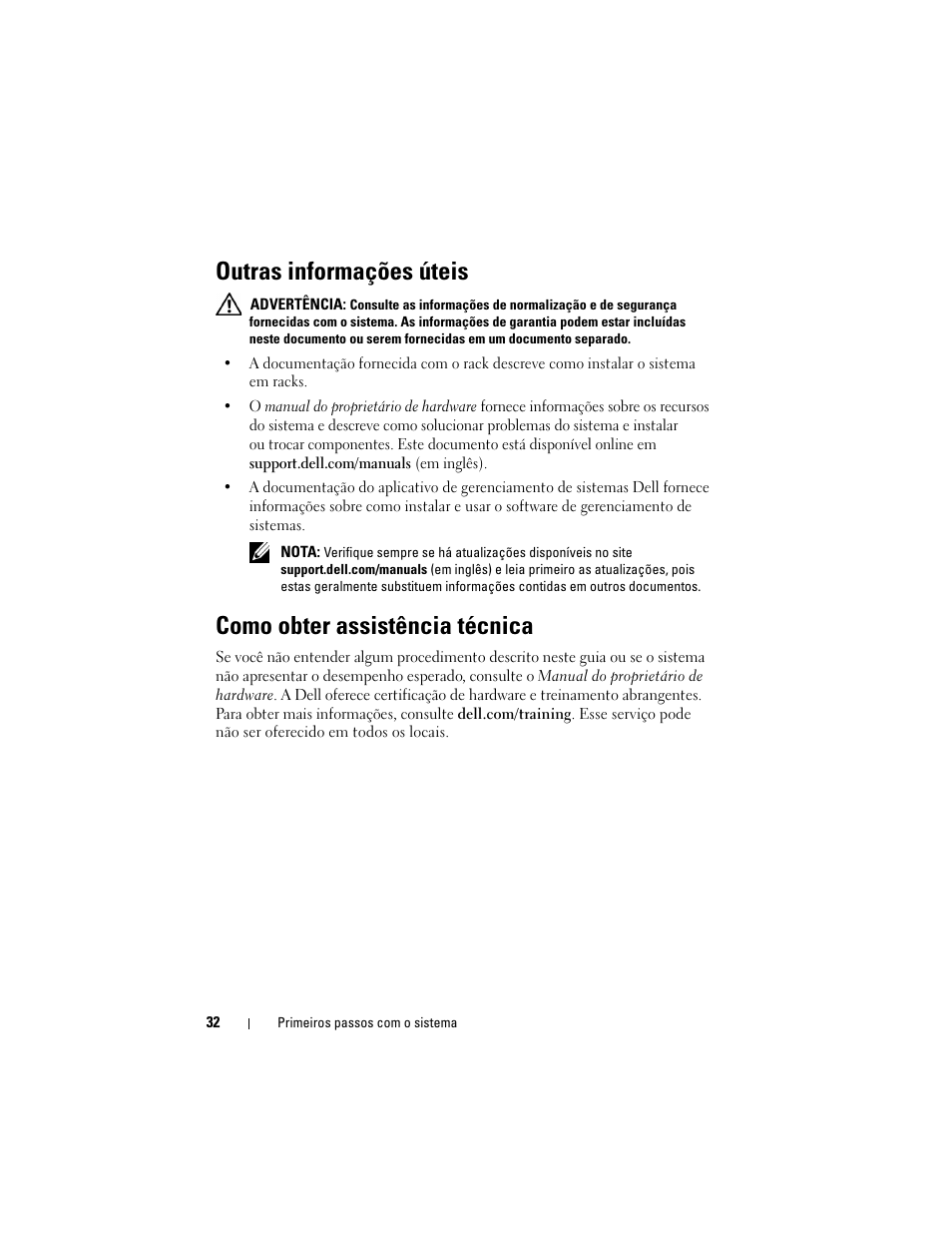 Outras informações úteis, Como obter assistência técnica | Dell PowerEdge R415 User Manual | Page 34 / 52