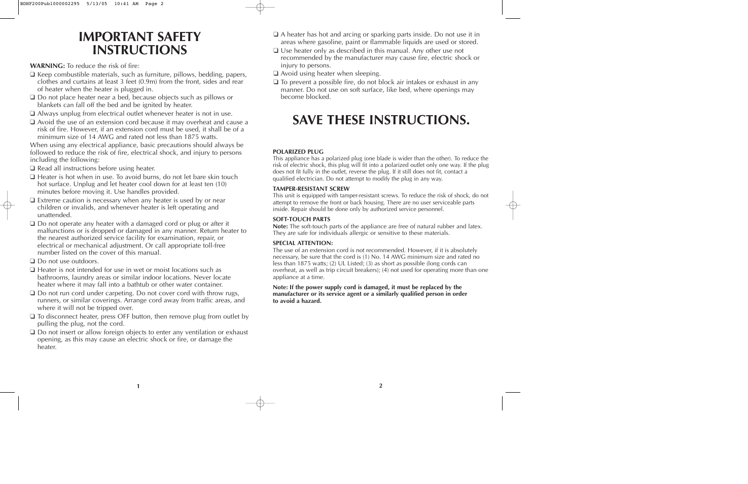 Black & Decker 300HF User Manual | Page 2 / 13