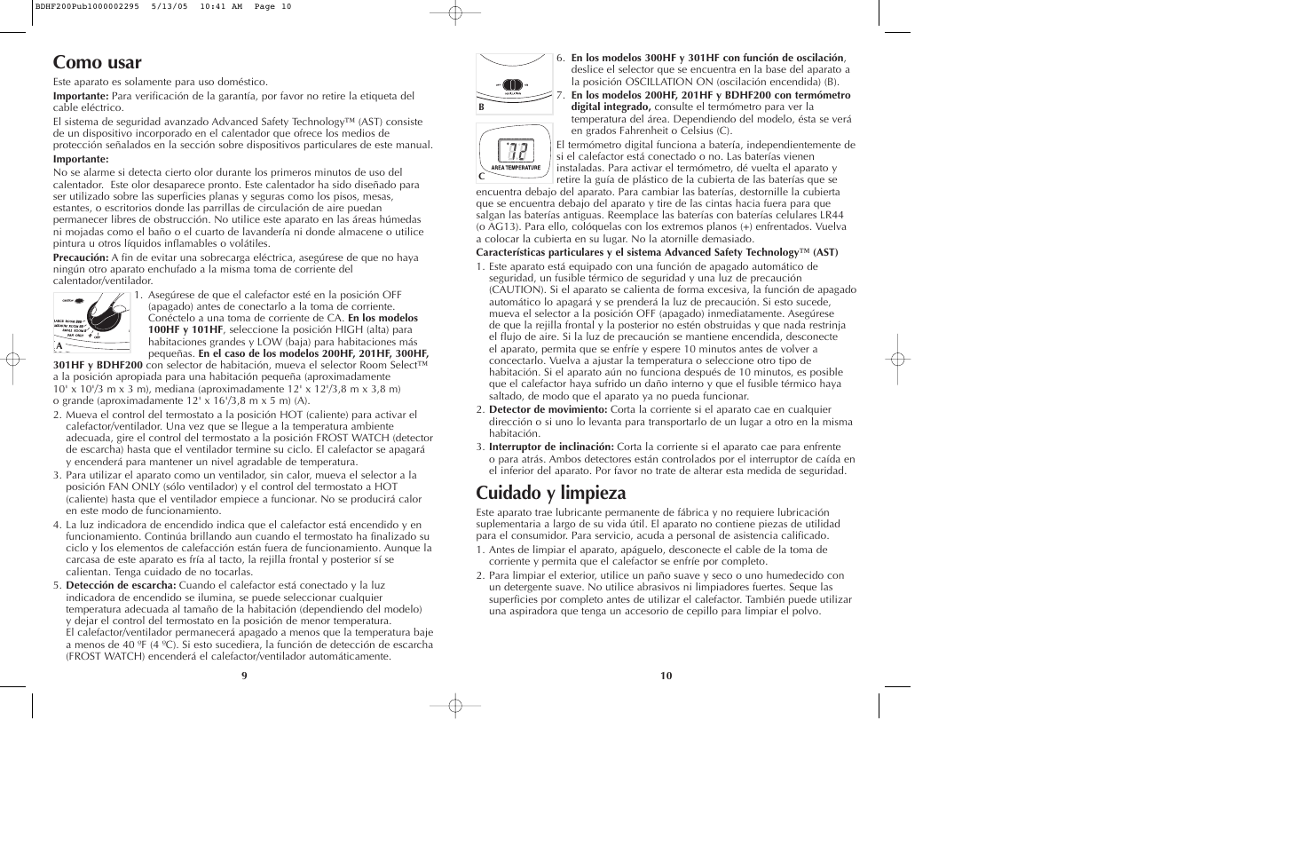 Como usar, Cuidado y limpieza | Black & Decker 300HF User Manual | Page 6 / 13