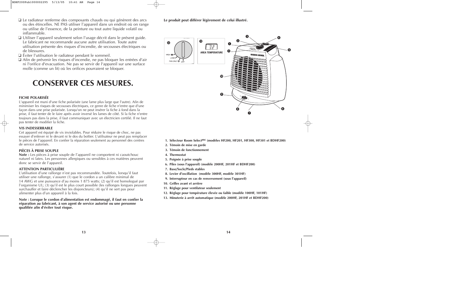 Conserver ces mesures | Black & Decker 300HF User Manual | Page 8 / 13