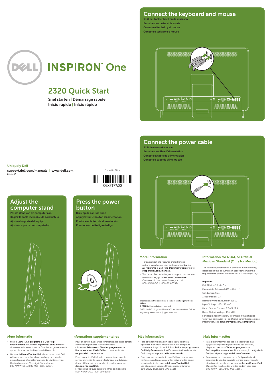 Dell Inspiron One 2320 (Mid 2011) User Manual | 2 pages