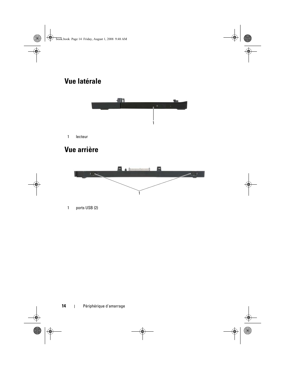 Vue latérale, Vue arrière, Vue latérale vue arrière | Dell Latitude E4200 (Late 2008) User Manual | Page 16 / 42