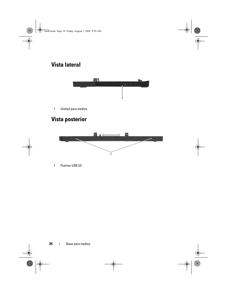 Vista lateral, Vista posterior, Vista lateral vista posterior | Dell Latitude E4200 (Late 2008) User Manual | Page 36 / 42