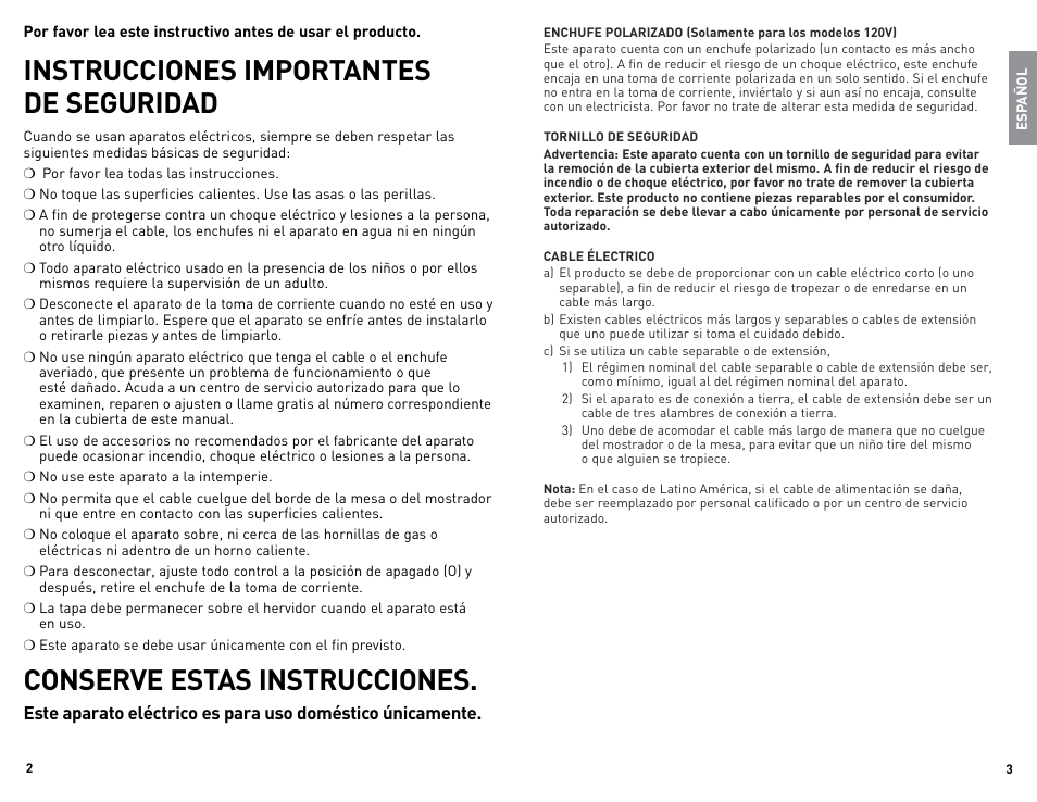 Instrucciones importantes de seguridad, Conserve estas instrucciones | Black & Decker 11-4-12S User Manual | Page 2 / 11