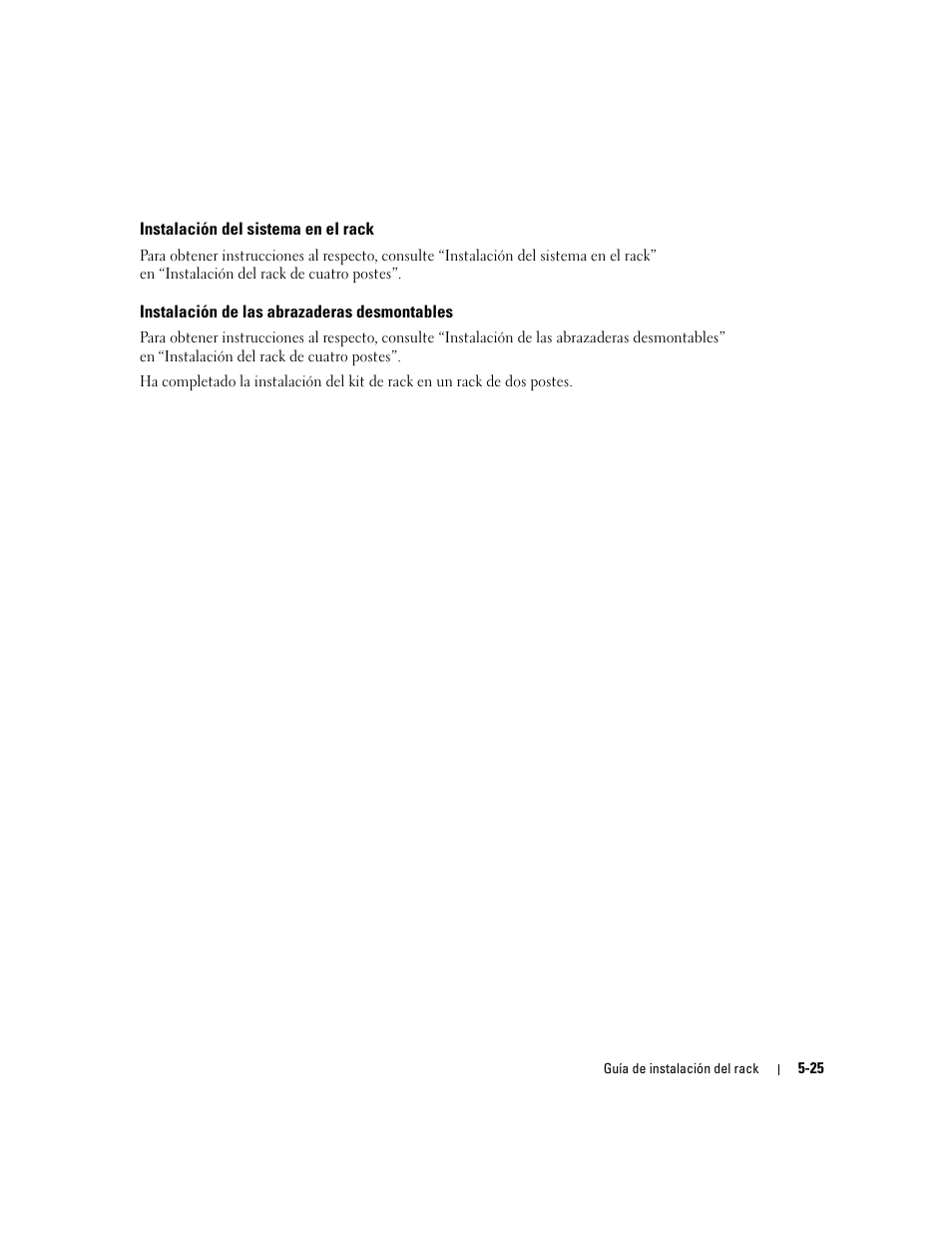 Instalación del sistema en el rack, Instalación de las abrazaderas desmontables | Dell PowerEdge 1850 User Manual | Page 131 / 134