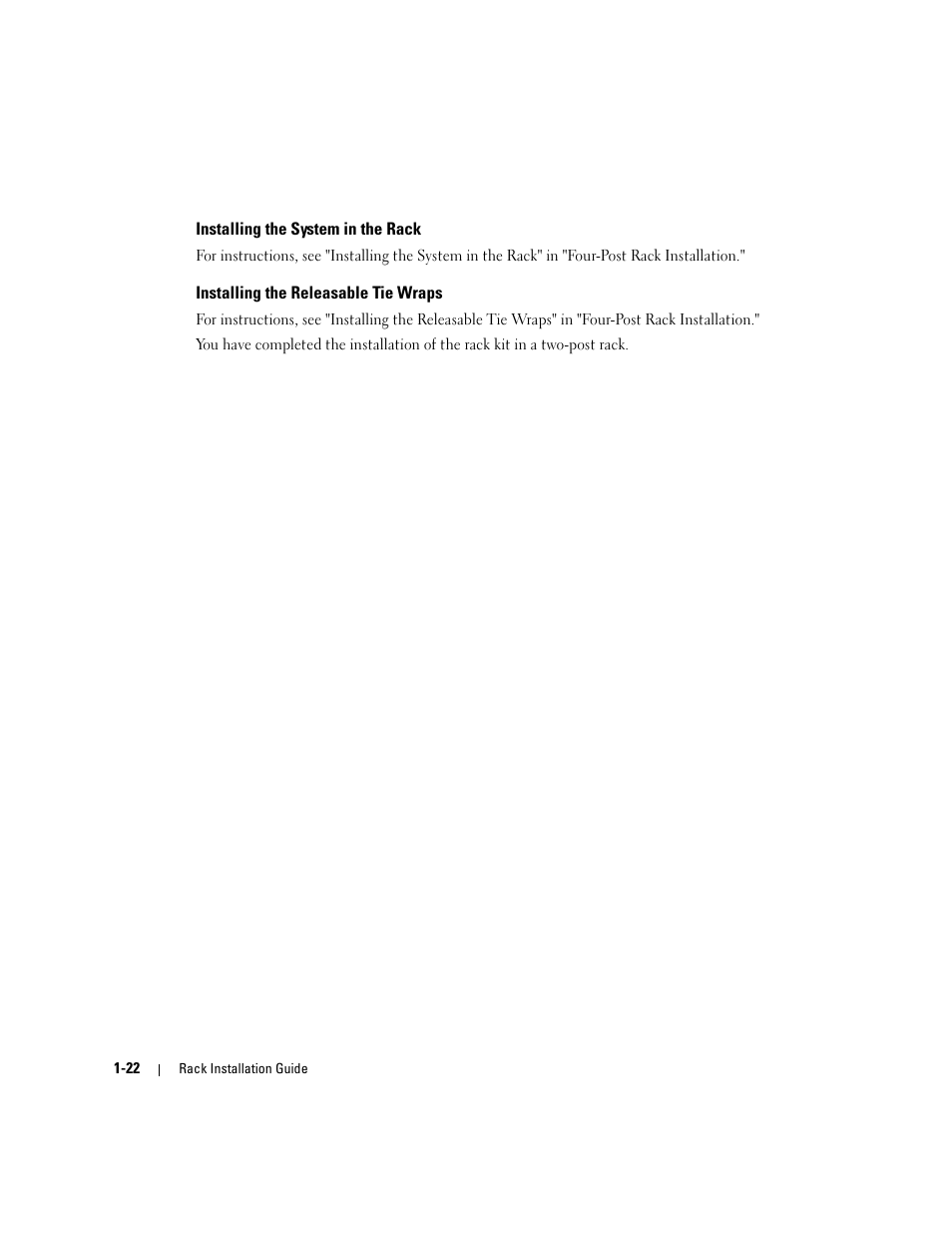 Installing the system in the rack, Installing the releasable tie wraps | Dell PowerEdge 1850 User Manual | Page 24 / 134