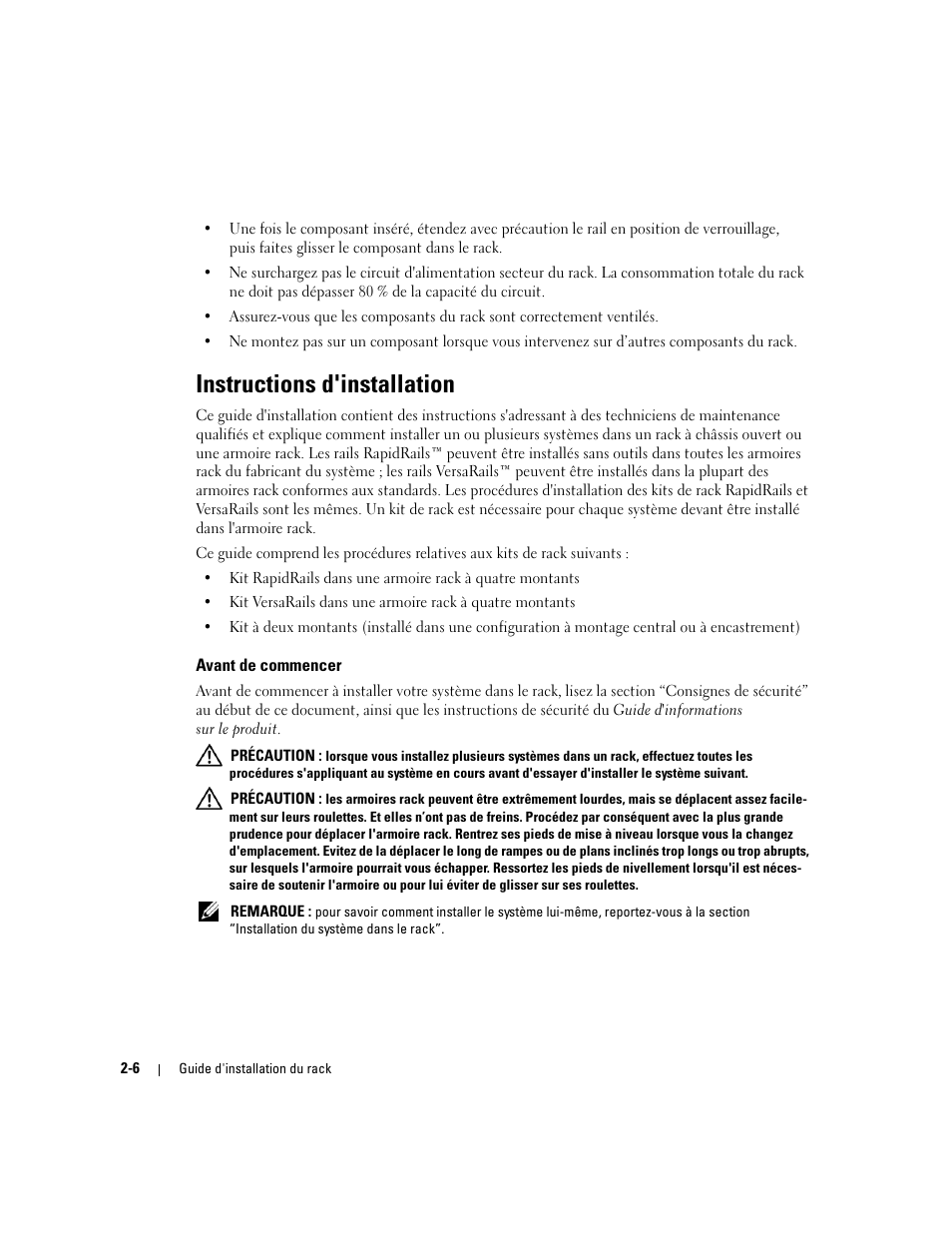 Instructions d'installation, Avant de commencer | Dell PowerEdge 1850 User Manual | Page 32 / 134