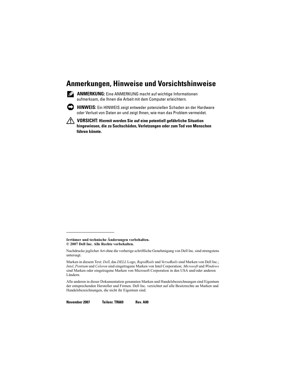 Anmerkungen, hinweise und vorsichtshinweise | Dell PowerEdge R905 User Manual | Page 58 / 142