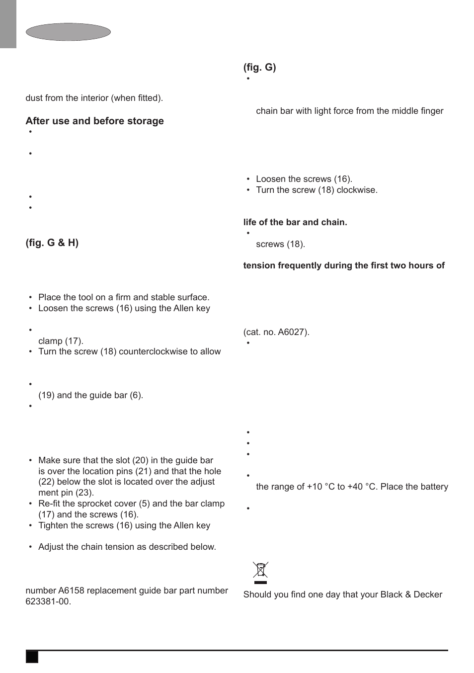 Protecting the environment | Black & Decker GPC1800L User Manual | Page 10 / 16