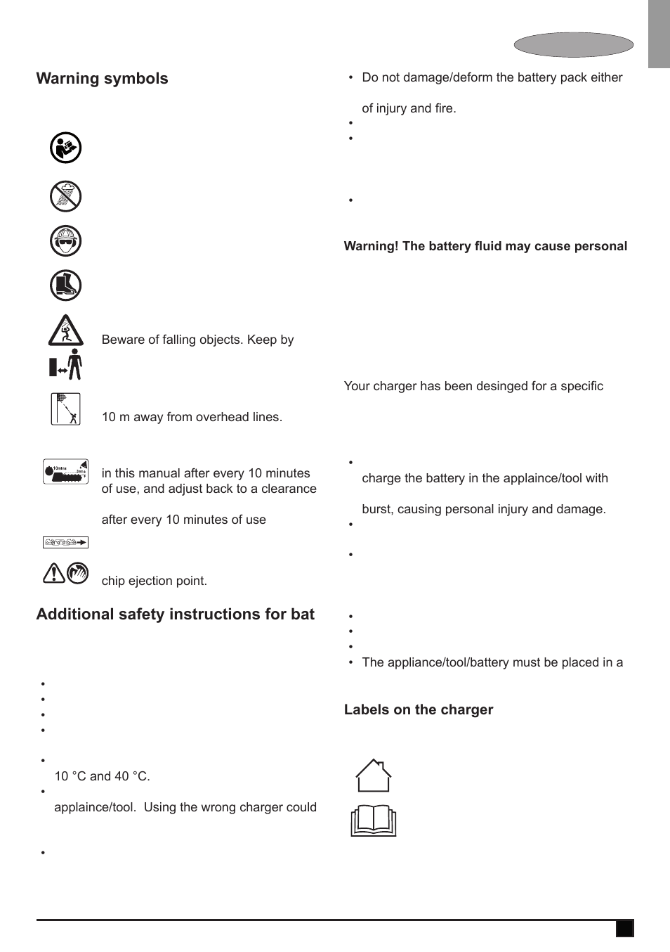 Warning symbols | Black & Decker GPC1800L User Manual | Page 7 / 16