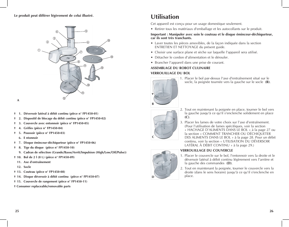 Utilisation | Black & Decker FP1450 User Manual | Page 14 / 21