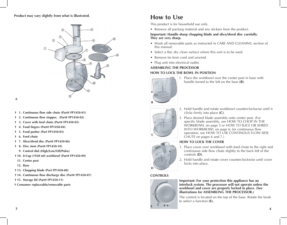 How to use | Black & Decker FP1450 User Manual | Page 3 / 21