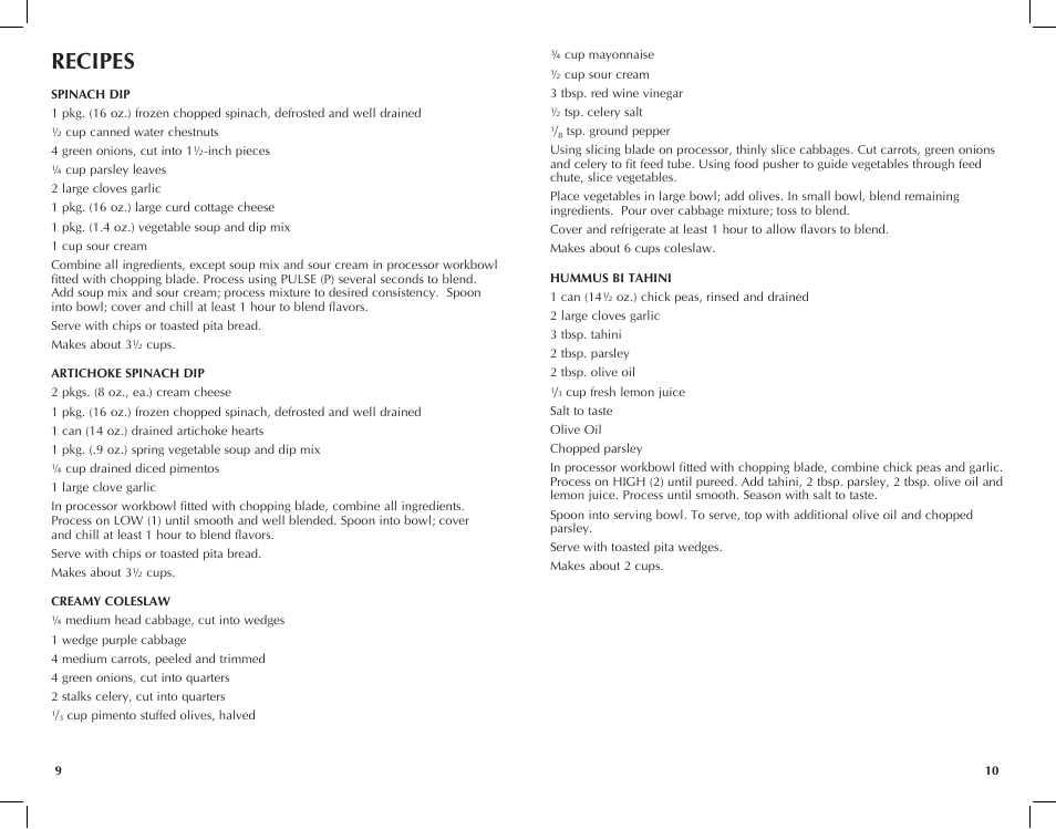 Recipes | Black & Decker FP1450 User Manual | Page 6 / 21