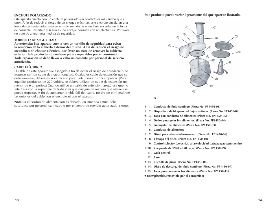 Black & Decker FP1450 User Manual | Page 8 / 21