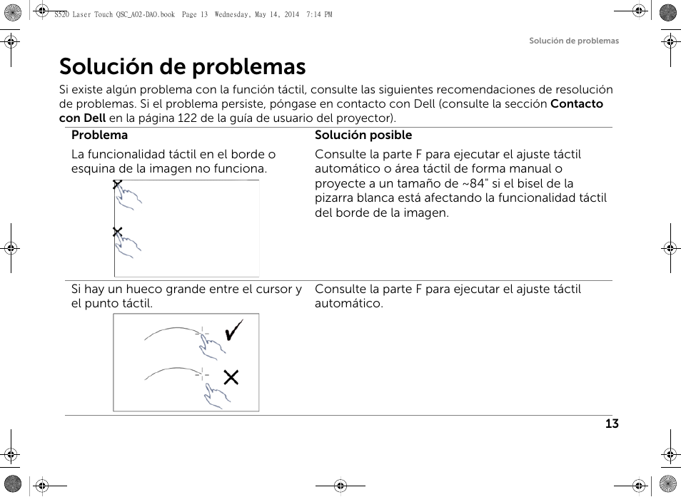 Solución de problemas | Dell S520 Projector User Manual | Page 29 / 60