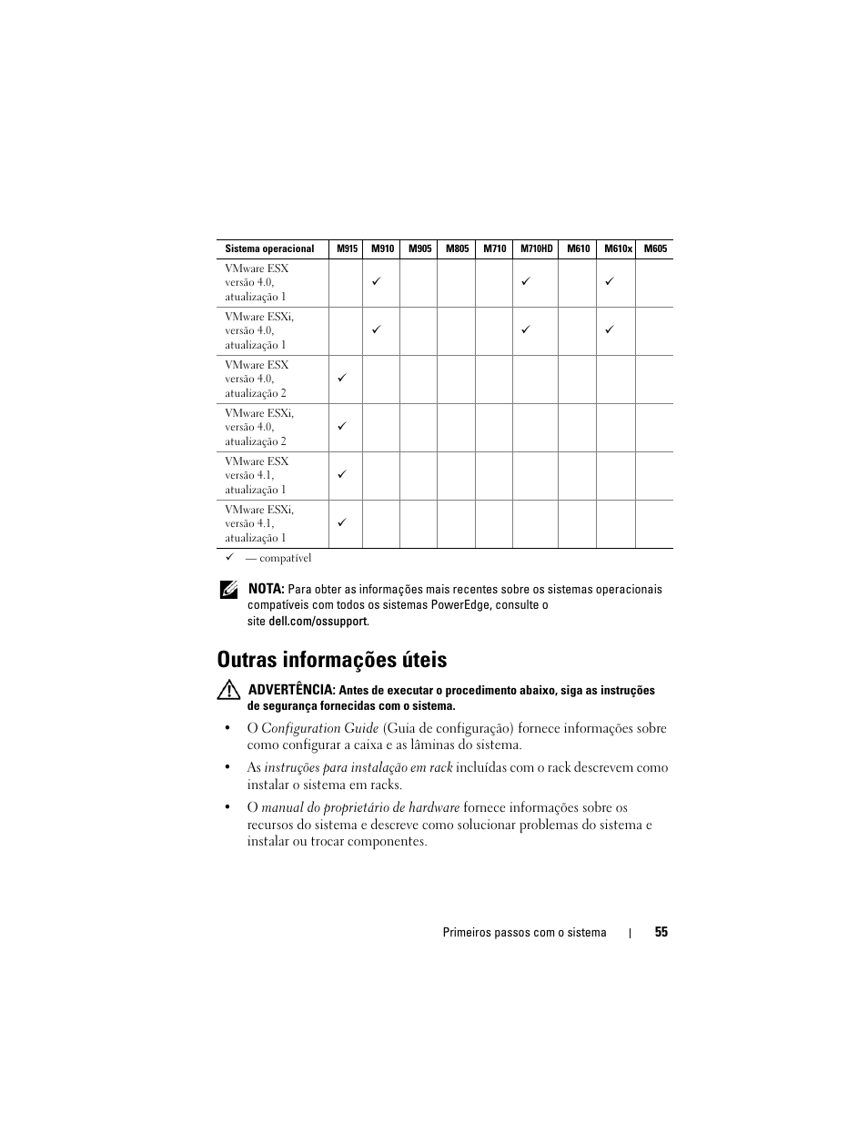 Outras informações úteis | Dell POWEREDGE M915 User Manual | Page 57 / 92