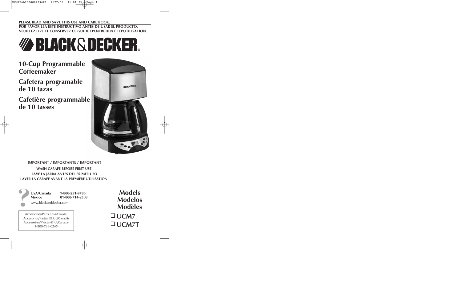 Black & Decker UCM7T User Manual | 13 pages