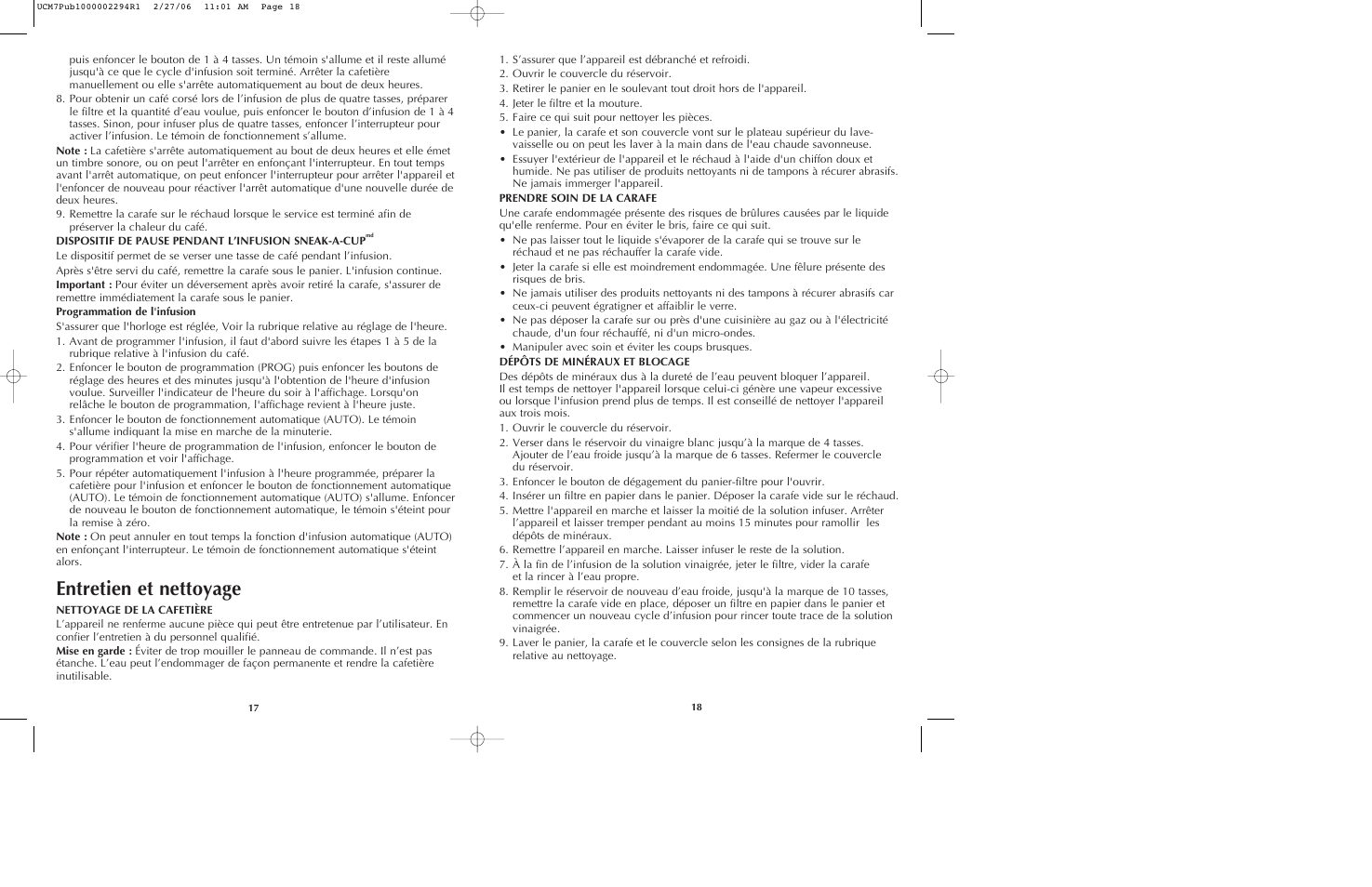 Entretien et nettoyage | Black & Decker UCM7T User Manual | Page 10 / 13