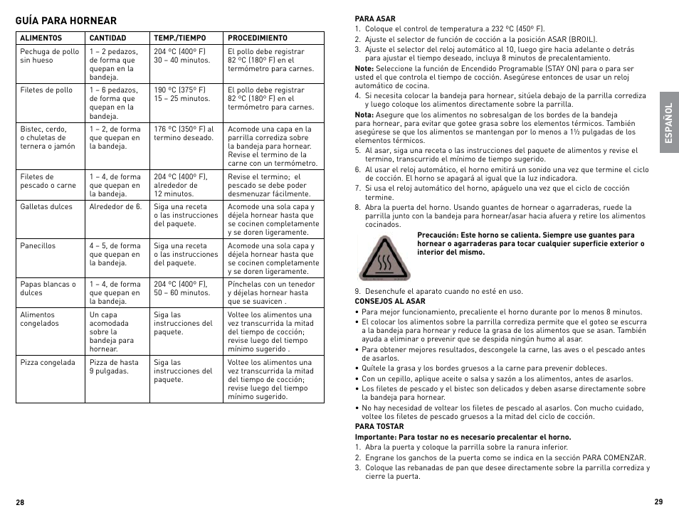 Guía para hornear | Black & Decker TRO480BS User Manual | Page 15 / 21