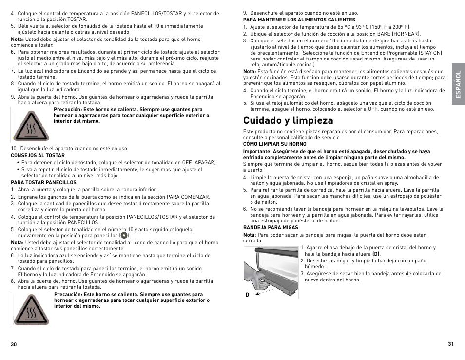 Cuidado y limpieza | Black & Decker TRO480BS User Manual | Page 16 / 21