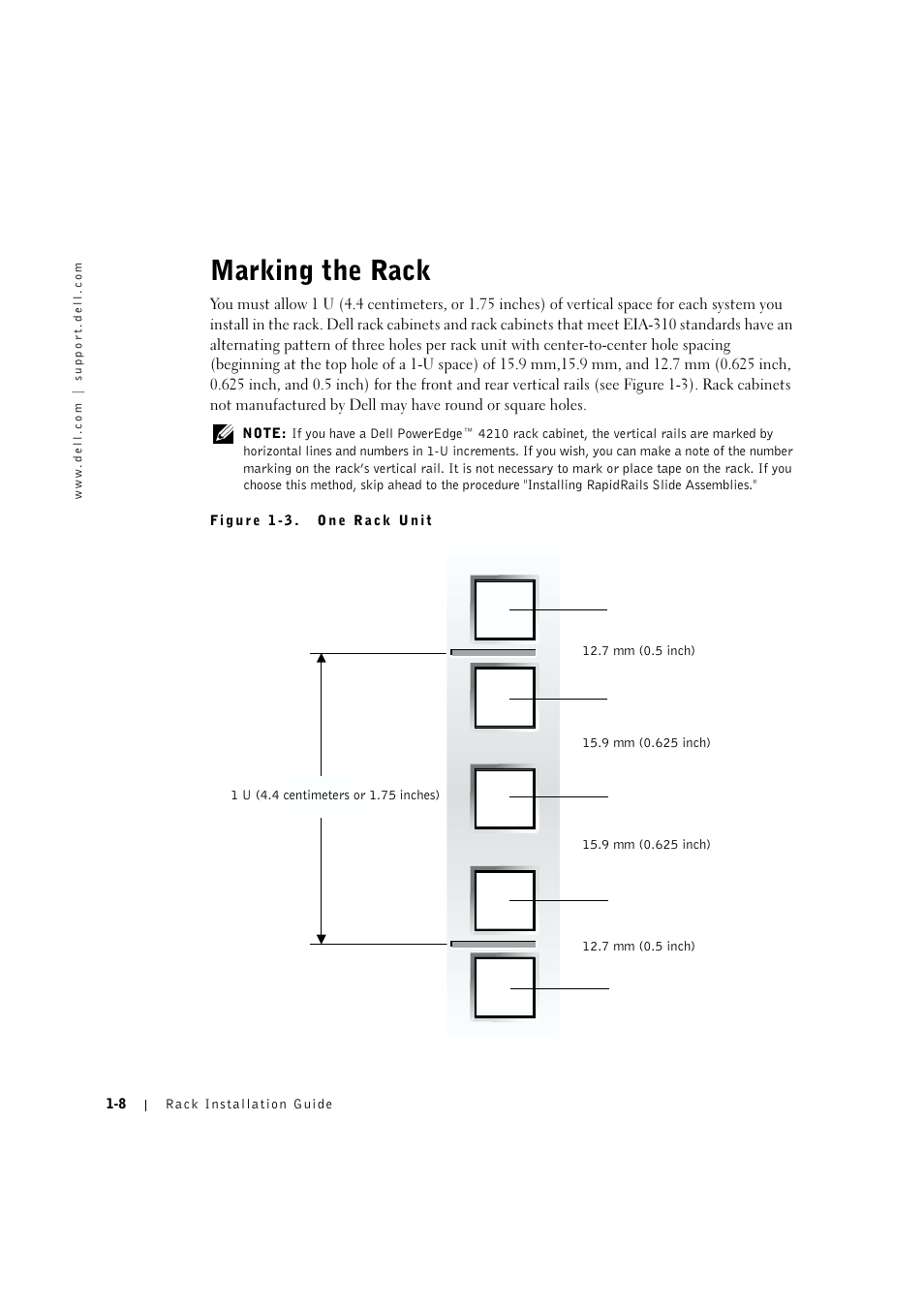 Marking the rack, Marking the rack -8 | Dell PowerVault 715N (Rackmount NAS Appliance) User Manual | Page 12 / 132