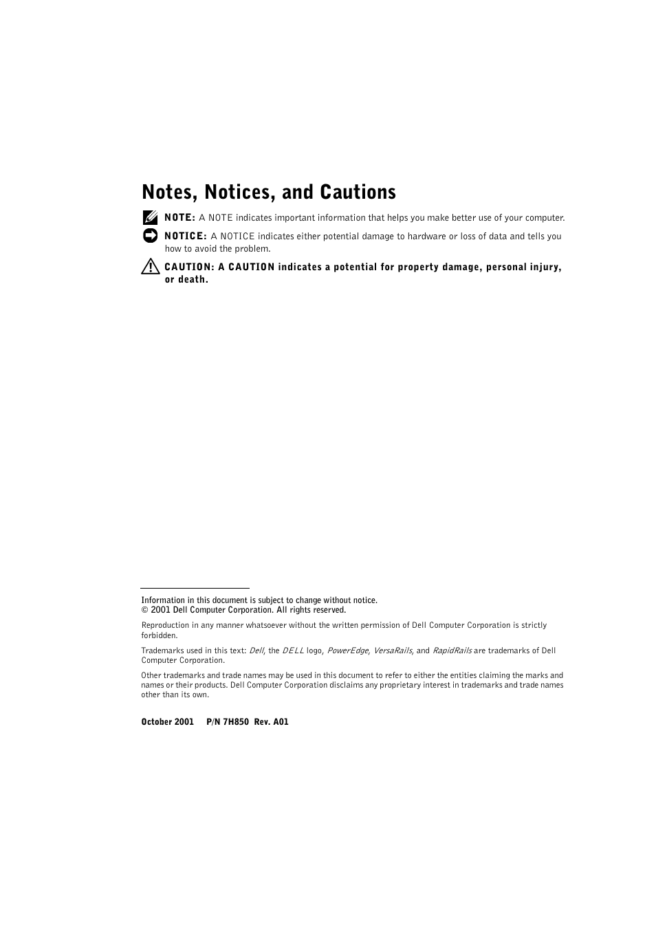 Notes, notices, and cautions | Dell PowerVault 715N (Rackmount NAS Appliance) User Manual | Page 2 / 132