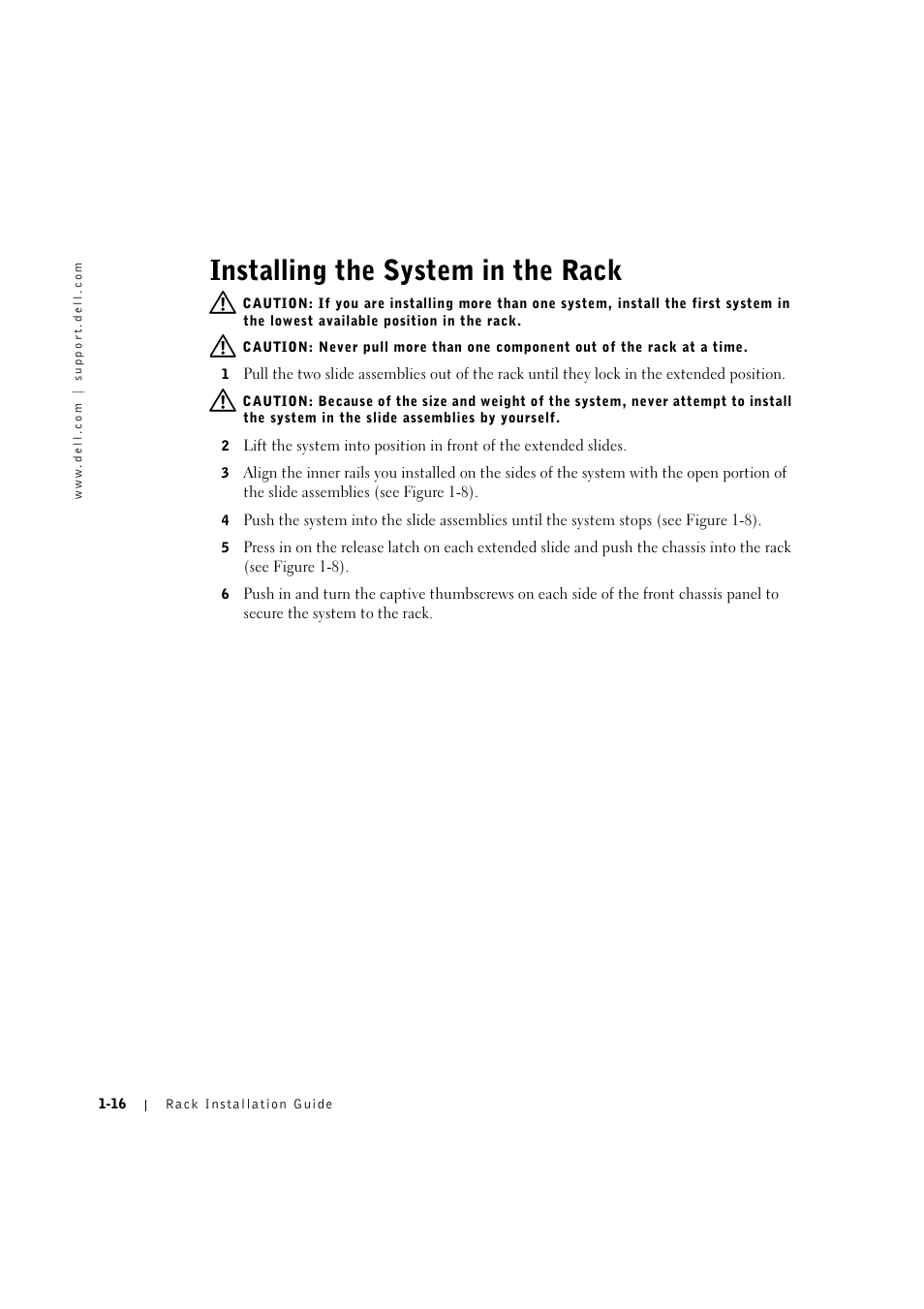 Installing the system in the rack | Dell PowerVault 715N (Rackmount NAS Appliance) User Manual | Page 20 / 132