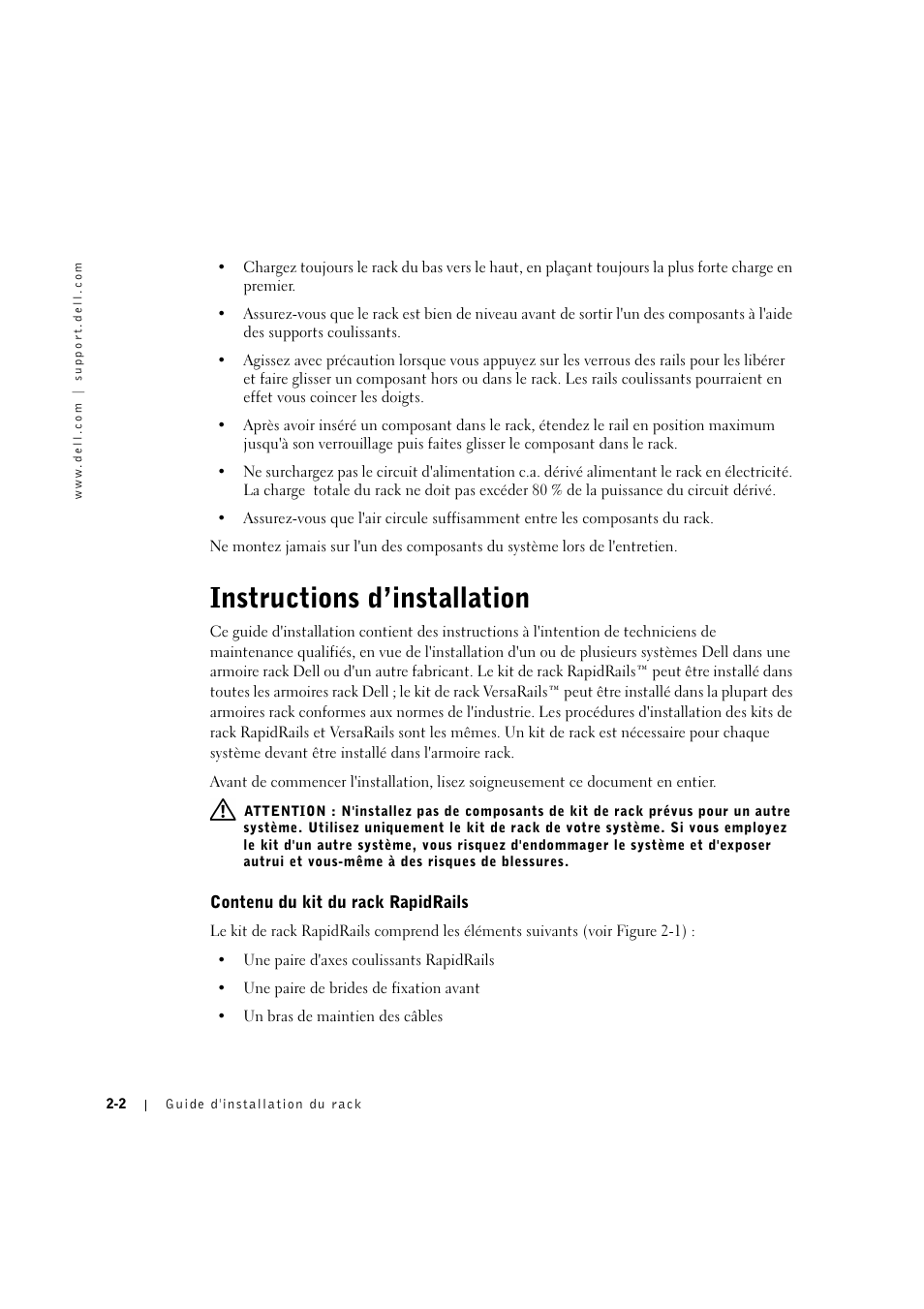 Instructions d’installation, Instructions d’installation -2 | Dell PowerVault 715N (Rackmount NAS Appliance) User Manual | Page 32 / 132