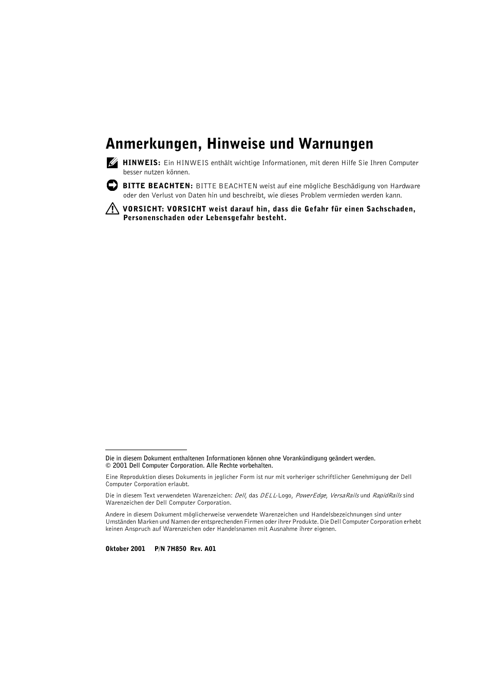 Anmerkungen, hinweise und warnungen | Dell PowerVault 715N (Rackmount NAS Appliance) User Manual | Page 54 / 132