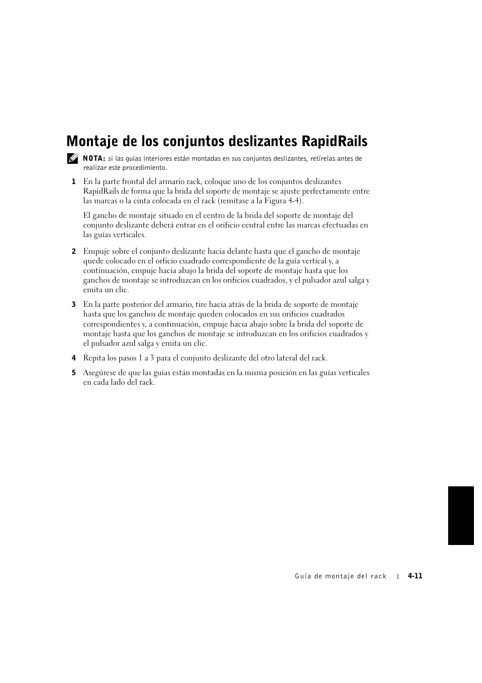 Montaje de los conjuntos deslizantes rapidrails | Dell PowerVault 715N (Rackmount NAS Appliance) User Manual | Page 95 / 132