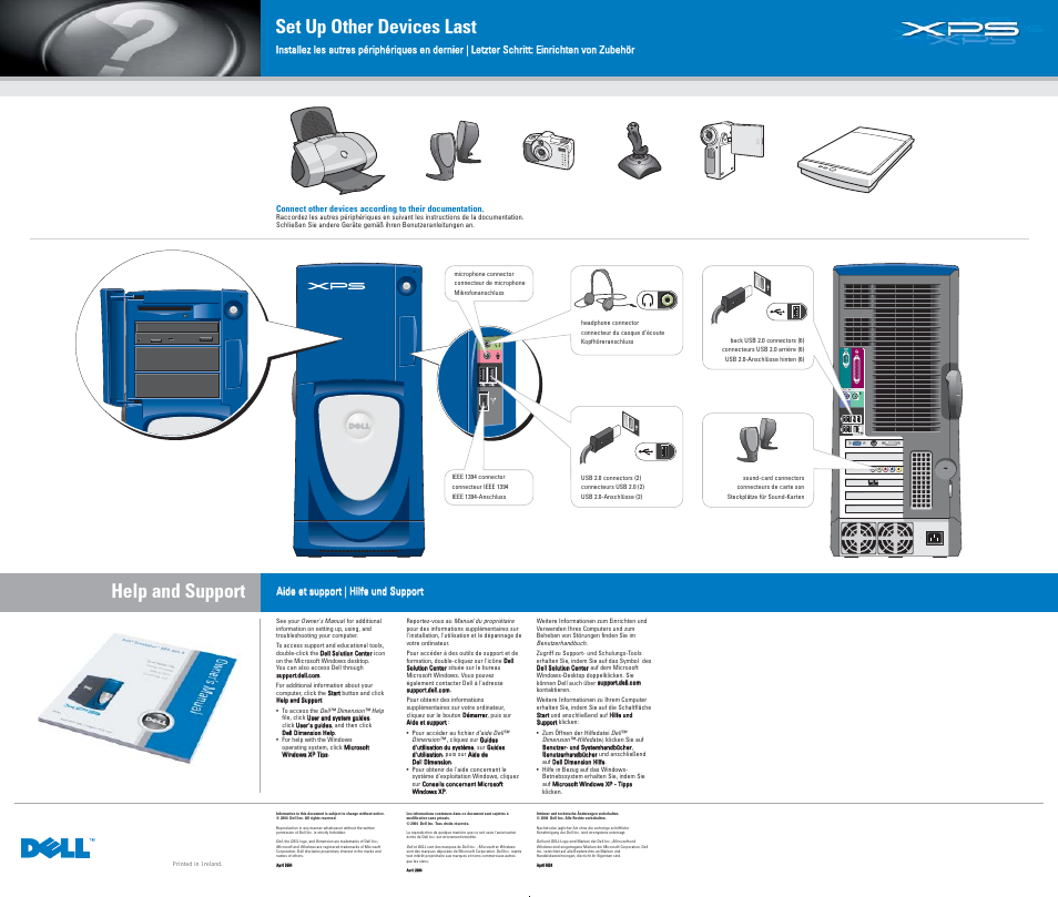 Help and support, Set up other devices last | Dell XPS/Dimension XPS Gen 3 User Manual | Page 2 / 2