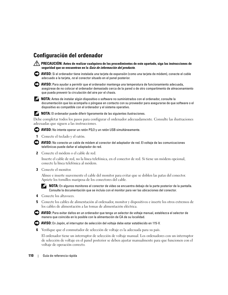 Configuración del ordenador | Dell OptiPlex 210L User Manual | Page 110 / 128
