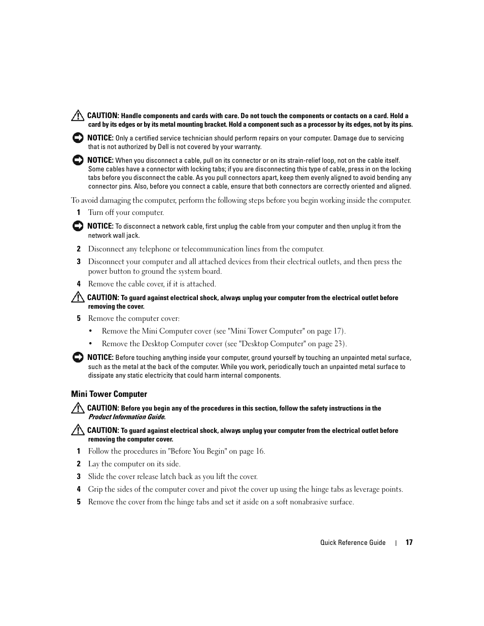 Mini tower computer | Dell OptiPlex 210L User Manual | Page 17 / 128