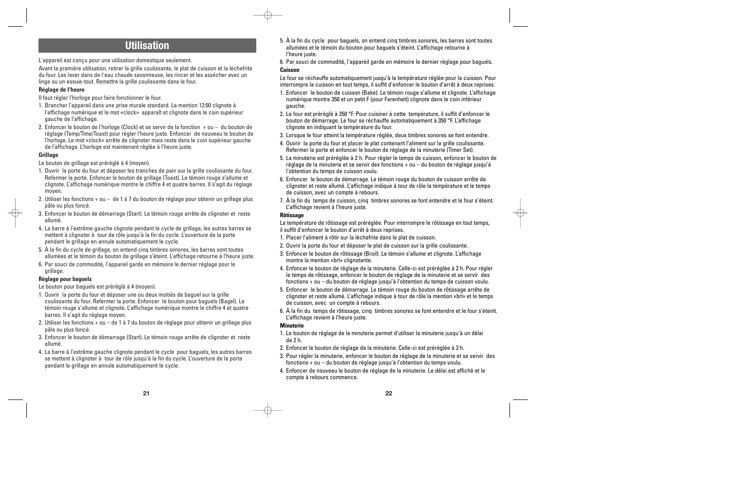 Utilisation | Black & Decker CTO9500 User Manual | Page 12 / 17