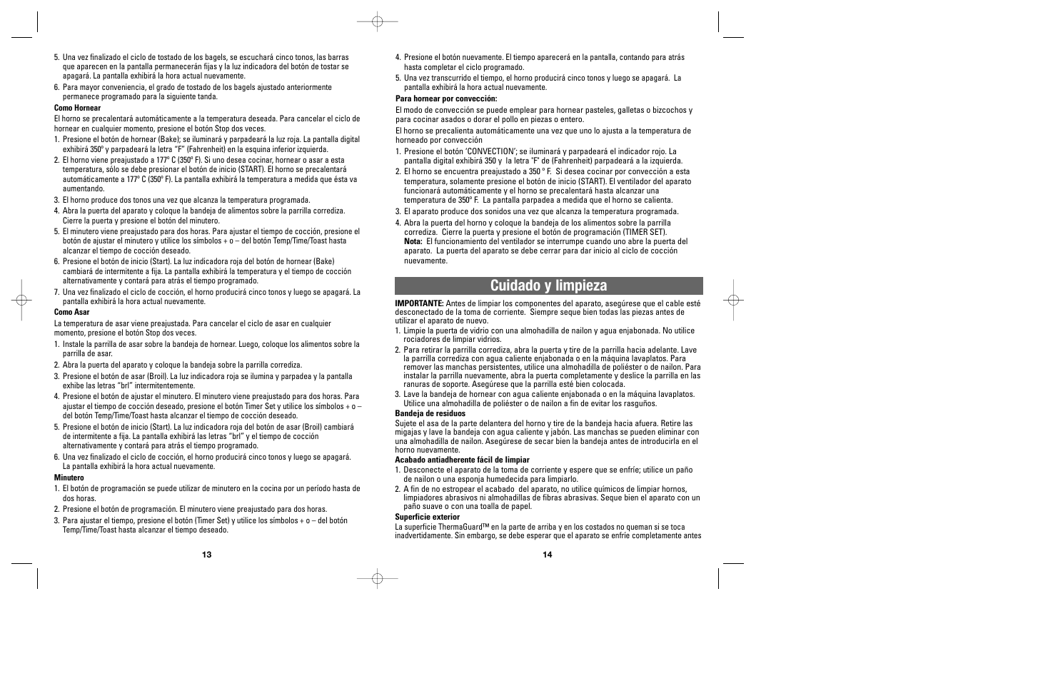 Cuidado y limpieza | Black & Decker CTO9500 User Manual | Page 8 / 17
