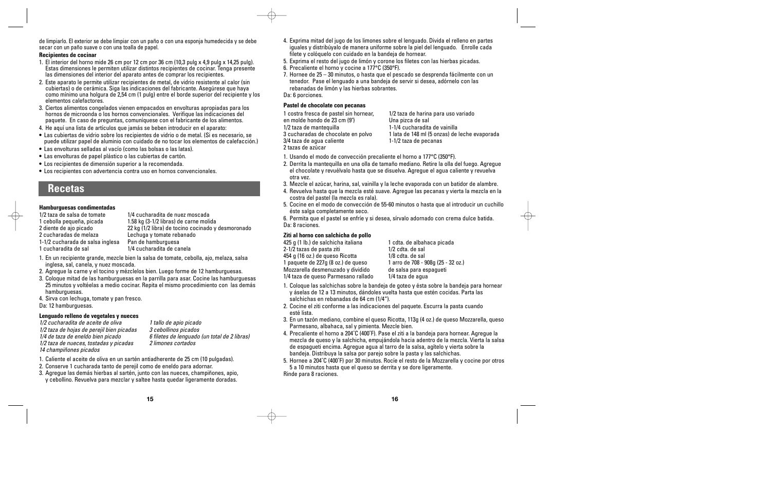 Recetas | Black & Decker CTO9500 User Manual | Page 9 / 17