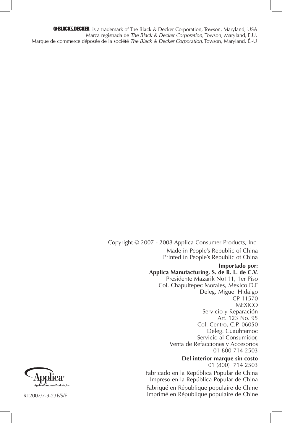 Black & Decker D6000 User Manual | Page 17 / 17